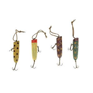 Colorful Wooden Vintage Fishing Lure Hanging Ornaments Set of 4